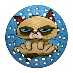 Grumpy Cat Ornament (round Filigree)