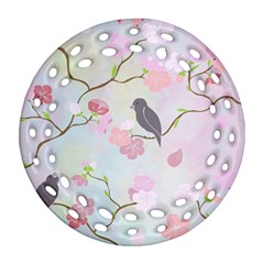 Birds Blossom Seamless Pattern Ornament (round Filigree)