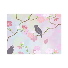 Birds Blossom Seamless Pattern Premium Plush Fleece Blanket (mini) by Jancukart