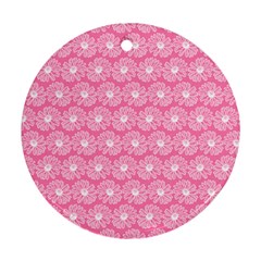 Pink Gerbera Daisy Vector Tile Pattern Ornament (round) by GardenOfOphir