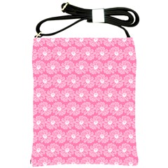 Pink Gerbera Daisy Vector Tile Pattern Shoulder Sling Bag by GardenOfOphir