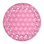 Pink Gerbera Daisy Vector Tile Pattern Ornament (Round Filigree) Front