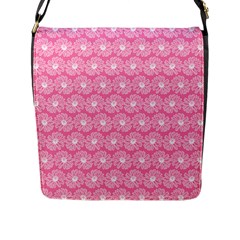 Pink Gerbera Daisy Vector Tile Pattern Flap Closure Messenger Bag (l) by GardenOfOphir