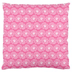 Pink Gerbera Daisy Vector Tile Pattern Large Premium Plush Fleece Cushion Case (two Sides) by GardenOfOphir