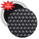 Black And White Gerbera Daisy Vector Tile Pattern 3  Magnets (10 pack)  Front