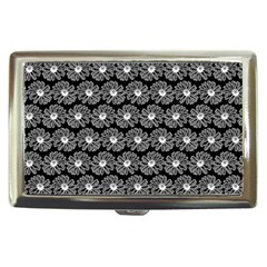 Black And White Gerbera Daisy Vector Tile Pattern Cigarette Money Case by GardenOfOphir