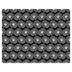 Black And White Gerbera Daisy Vector Tile Pattern Two Sides Premium Plush Fleece Blanket (medium)