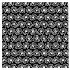 Black And White Gerbera Daisy Vector Tile Pattern Wooden Puzzle Square by GardenOfOphir