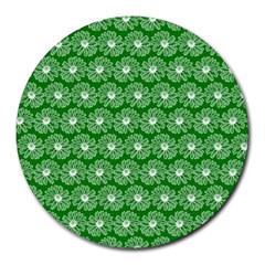 Gerbera Daisy Vector Tile Pattern Round Mousepad by GardenOfOphir