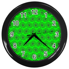 Gerbera Daisy Vector Tile Pattern Wall Clock (black) by GardenOfOphir