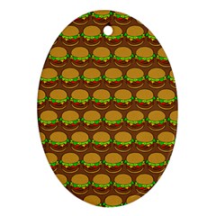 Burger Snadwich Food Tile Pattern Ornament (Oval)