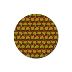 Burger Snadwich Food Tile Pattern Rubber Coaster (Round)