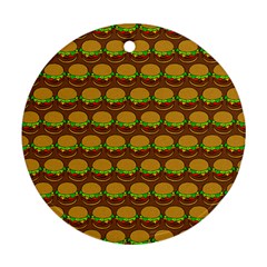 Burger Snadwich Food Tile Pattern Round Ornament (Two Sides)