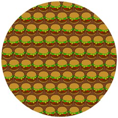 Burger Snadwich Food Tile Pattern Wooden Puzzle Round