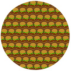 Burger Snadwich Food Tile Pattern Wooden Bottle Opener (Round)