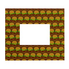 Burger Snadwich Food Tile Pattern White Wall Photo Frame 5  x 7 