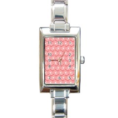 Coral Pink Gerbera Daisy Vector Tile Pattern Rectangle Italian Charm Watch by GardenOfOphir