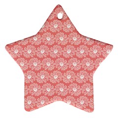 Coral Pink Gerbera Daisy Vector Tile Pattern Ornament (Star)