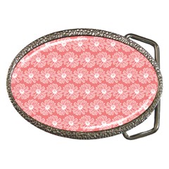 Coral Pink Gerbera Daisy Vector Tile Pattern Belt Buckles by GardenOfOphir