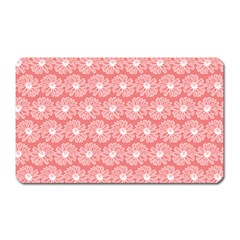 Coral Pink Gerbera Daisy Vector Tile Pattern Magnet (rectangular) by GardenOfOphir