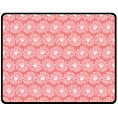 Coral Pink Gerbera Daisy Vector Tile Pattern Fleece Blanket (Medium)