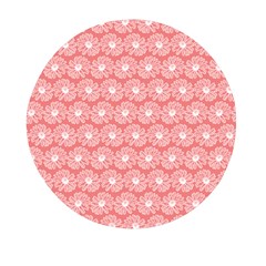 Coral Pink Gerbera Daisy Vector Tile Pattern Mini Round Pill Box (Pack of 5)