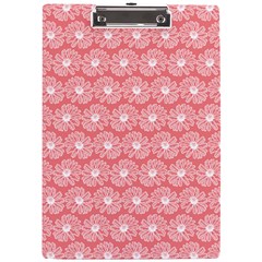 Coral Pink Gerbera Daisy Vector Tile Pattern A4 Acrylic Clipboard by GardenOfOphir