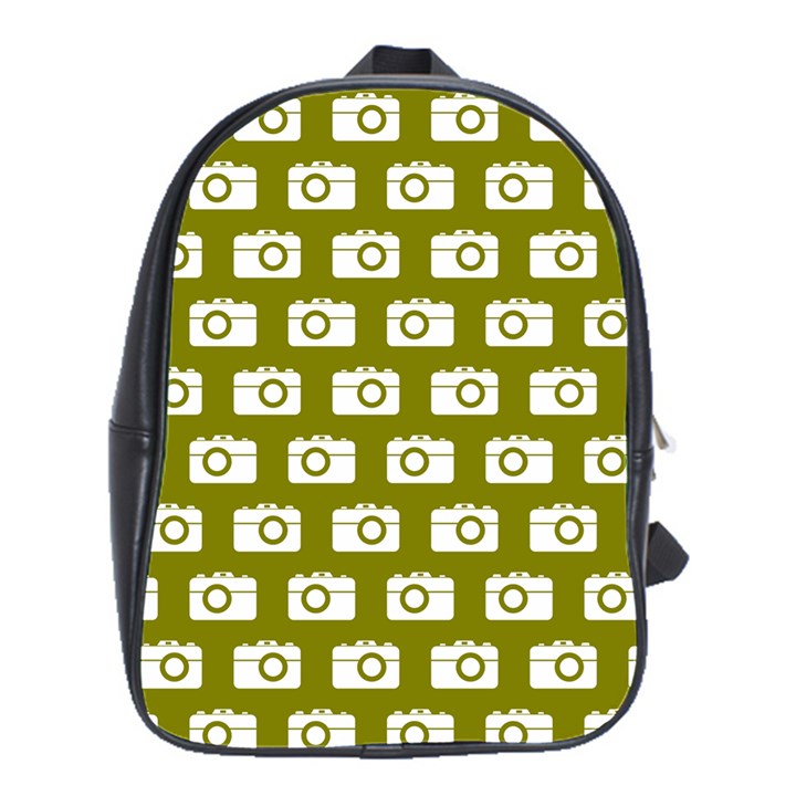 Modern Chic Vector Camera Illustration Pattern School Bag (Large)