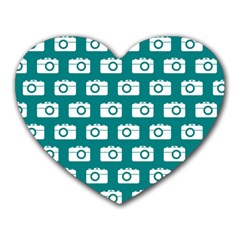 Modern Chic Vector Camera Illustration Pattern Heart Mousepad by GardenOfOphir