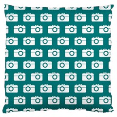 Modern Chic Vector Camera Illustration Pattern Large Cushion Case (two Sides) by GardenOfOphir