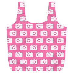 Pink Modern Chic Vector Camera Illustration Pattern Full Print Recycle Bag (xxl) by GardenOfOphir