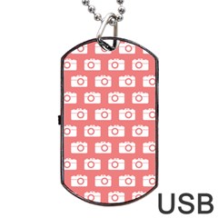 Modern Chic Vector Camera Illustration Pattern Dog Tag Usb Flash (two Sides) by GardenOfOphir