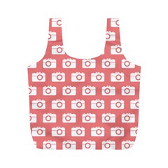 Modern Chic Vector Camera Illustration Pattern Full Print Recycle Bag (m) by GardenOfOphir