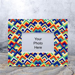 Trendy Chic Modern Chevron Pattern White Tabletop Photo Frame 4 x6  by GardenOfOphir