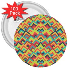 Trendy Chic Modern Chevron Pattern 3  Buttons (100 Pack)  by GardenOfOphir