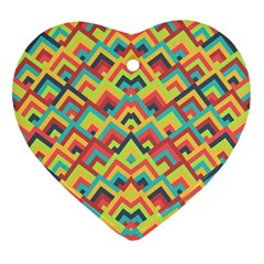 Trendy Chic Modern Chevron Pattern Heart Ornament (two Sides) by GardenOfOphir