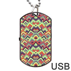 Trendy Chic Modern Chevron Pattern Dog Tag USB Flash (Two Sides)