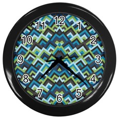 Trendy Chic Modern Chevron Pattern Wall Clock (black) by GardenOfOphir