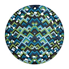 Trendy Chic Modern Chevron Pattern Ornament (round Filigree) by GardenOfOphir