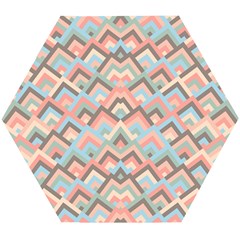 Trendy Chic Modern Chevron Pattern Wooden Puzzle Hexagon by GardenOfOphir