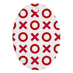 Pattern Xoxo Red White Love Ornament (oval) by Jancukart