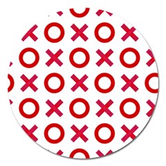 Pattern Xoxo Red White Love Magnet 5  (round) by Jancukart