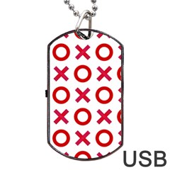 Pattern Xoxo Red White Love Dog Tag Usb Flash (two Sides) by Jancukart