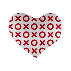 Pattern Xoxo Red White Love Standard 16  Premium Flano Heart Shape Cushions by Jancukart