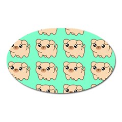 Puppy Pattern Dog Pet Oval Magnet by Jancukart