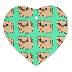 Puppy Pattern Dog Pet Heart Ornament (two Sides)