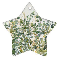 Gold And Green Eucalyptus Leaves Star Ornament (two Sides) by Jack14