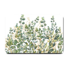 Gold And Green Eucalyptus Leaves Small Doormat by Jack14