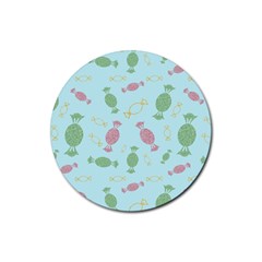 Toffees Candy Sweet Dessert Rubber Coaster (round) by Jancukart