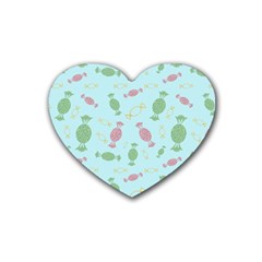 Toffees Candy Sweet Dessert Rubber Heart Coaster (4 Pack) by Jancukart
